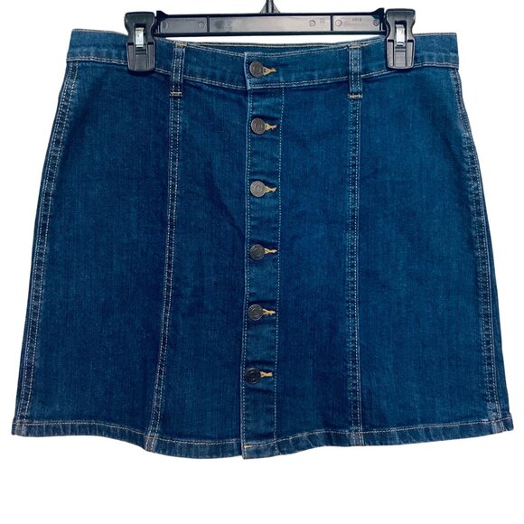 GAP Women’s Skirt Blue Jean Mini Dark Wash Sz 27” Boho Indie Sleaze Grunge Y2k - Picture 4 of 12